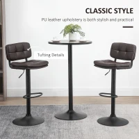 HOMCOM Height Adjustable Barstools Set of 2, Swivel Bar Stools with Footrest for Kitchen Counter, Home Bar(m-6)