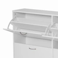 HOMCOM Scarpiera Salvaspazio in Legno per Camera e Ingresso, Capacità 24 Scarpe, 120x24x81cm Bianco(m-8)
