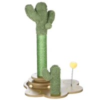 PawHut Árvore Arranhador para Gatos Pequenos com Postes de Cacto Torre para Gatos de Chenille com Brinquedos 46x43x60cm Verde(m-10)