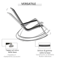 Outsunny Sedia a Dondolo da Giardino, Sedia a Dondolo per Esterni Impermeabile e Antiruggine, Nera, 107x60x93cm(m-6)