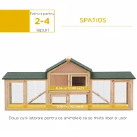 PawHut cusca iepuri, 210x45.5x84.5 cm, lemn(m-7)