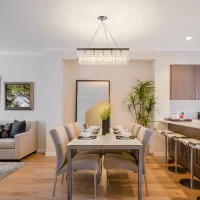 HOMCOM Modern Crystal Ceiling Light Square Crystal Chandelier for Living Room, Dining Room, Hall, E14 Base, Silver, 80 x 25 x 23cm(m-2)