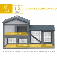 PawHut cusca pentru iepuri, cu tarc, 147x54x84 cm, gri(m-5)