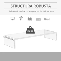 HOMCOM Suport transparent pentru monitor 53x19x9cm(m-5)