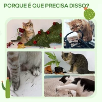 PawHut Árvore Arranhador para Gatos Pequenos com Postes de Cacto Torre para Gatos de Chenille com Brinquedos 46x43x60cm Verde(m-6)