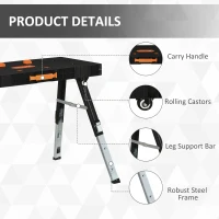 DURHAND 5 In 1 Multi-function Folding Workbench, Adjustable Work Bench, Sawhorse, Dolly, Creeper with Wheels, Printed Scale and Angle for Home, Garage, Black(m-8)