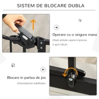 PawHut Portita pentru Caini cu Fixare prin Apasare, Extensibila de 74-80 cm cu Inchidere Automata, Neagra(m-4)