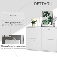 HOMCOM Scarpiera Salvaspazio in Legno per Camera e Ingresso, Capacità 24 Scarpe, 120x24x81cm Bianco(m-7)