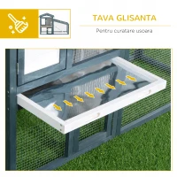 PawHut cusca din lemn pentru iepuri, 140x65x100cm, verde/alb(m-6)