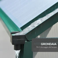 Outsunny Serra da Giardino in Policarbonato 190x192x201cm, Serra per Piante con Base, Finestra, Porta Scorrevole e Struttura in Alluminio, Verde Scuro(m-8)