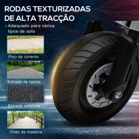 HOMCOM Mota Elétrica Infantil 6V com Farol Música Buzina Velocidade 3km/h Avance e Retrocesso 86x44x58cm Preto e Branco(m-6)