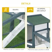 PawHut cusca din lemn pentru iepuri, 140x65x100cm, verde/alb(m-7)