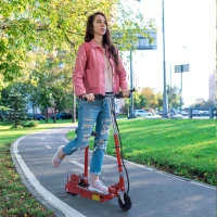 HOMCOM Foldable Electric Scooter for Teens Over 7 years old 12V Battery 120W-Red(m-11)