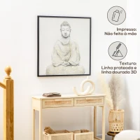 HOMCOM Pintura em Lona de Buda 83x83cm com Textura Dourada Impressão Artistica Quadro de Parede para Decoração Multicor(m-4)