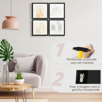 HOMCOM Quadro em Lona Moderno Pintura Abstrata  Impressão de 4 Peças de Arte de Parede Decoração Elegante 33x33cm Multicor(m-5)