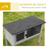 PawHut Cusca pentru Iepuri Inaltata din Lemn pentru Exterior cu Acoperis care se Deschide, Cusca pentru Iepuri cu Tava Detasabila, 86x45x70cm(m-7)