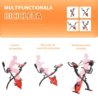 HOMCOM Bicicleta Pliabila 2 in 1 Rezistenta 8 Nivele Elastice pentru Brate(m-8)