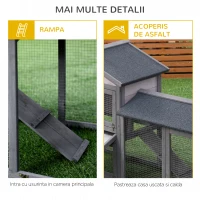 PawHut cusca pentru iepuri, cu tarc, 147x54x84 cm, gri(m-7)
