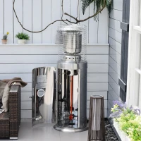 Outsunny 10KW Outdoor Gas Patio Heater Standing Propane Heater w/ Wheels Dust Cover(m-15)