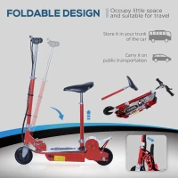 HOMCOM Foldable Electric Scooter for Teens Over 7 years old 12V Battery 120W-Red(m-5)
