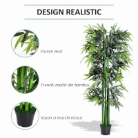 Outsunny Bambus Artificial 180 cm – Ghiveci Inclus, Interior & Exterior(m-4)