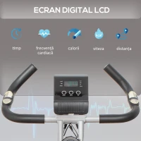 HOMCOM Bicicleta Pliabila cu Rezistenta Magnetica pe 8 nivele, Monitor LCD si Ritm Cardiac(m-4)