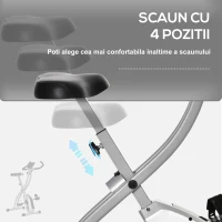 HOMCOM Bicicleta Pliabila cu Rezistenta Magnetica pe 8 nivele, Monitor LCD si Ritm Cardiac(m-5)