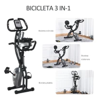 Homcom Bicicleta Fitness Pliabila – Cu Spatar, LCD & Benzi Elastice(m-7)