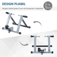 HOMCOM, suport pliabil pentru bicicleta si antrenament, argintiu(m-4)