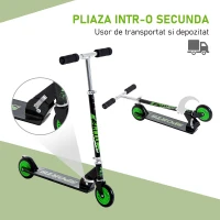 HOMCOM Trotineta pentru Copii Pliabila din Aluminiu, Negru si Verde(m-7)