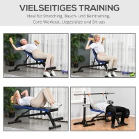 HOMCOM Hantelbank für Ganzkörpertraining Verstellbare Mehrzweck-Hantelbank Trainingsbank zusammenklappbar 110 kg Belastbarkeit Stahl Schwarz+Blau 142 x 46 x 50-132 cm(m-6)