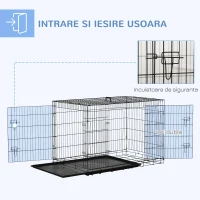 Pawhut Cusca Transport Animale – Pliabila din Otel Negru, 122×77×82 cm(m-4)