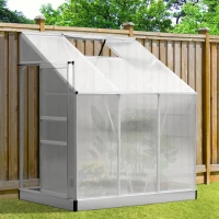 Outsunny 6 x 4FT Aluminum Lean to Greenhouse Garden Sun room Warm House Enclosure with Sliding Door and Top Window(m-10)