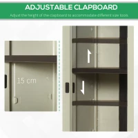 Outsunny Tall Plastic Utility Cabinet Garden Tool Shed Patio Double Door Storage Closet Wardrobe w/ Four Adjustable Shelves, 65x37x172cm, Beige(m-6)