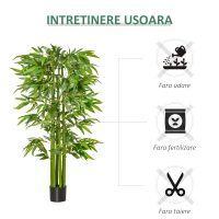 HOMCOM planta artificiala de bambus, cu ghiveci, 160cm, verde(m-7)