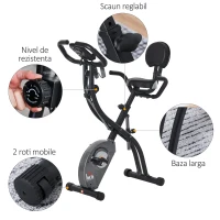 Homcom Bicicleta Fitness Pliabila – Cu Spatar, LCD & Benzi Elastice(m-6)