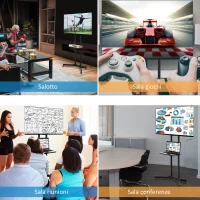 HOMCOM Carucior Suport Televizor pentru TV 32-65" Inaltime si Unghi Reglabile(m-5)