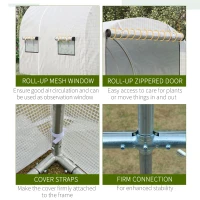 Outsunny 4L x 2W x 2H M Walk-in Polytunnel Greenhouse Outdoor Greenhouse with 2 Roll-Up Zipper Doors & 6 Windows, 25mm Diameter Galvanised Steel Frame, White(m-6)