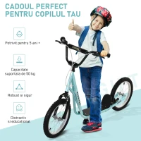 HOMCOM Trotineta ghidon reglabil anvelopa gonflabila frana dubla pentru 5+ ani(m-6)