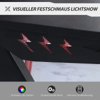 HOMCOM Gaming-Tisch Spieltisch mit LED-Licht Schreibtisch mit Kopfhörerhaken  Getränkehalterung Computertisch MDF Metall ABS Schwarz 120 x 60 x 73 cm(m-7)
