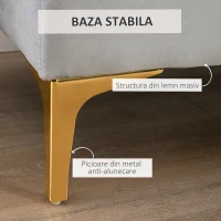 Homcom Banca Capat Pat – Catifea Gri, Tapitata cu Detalii Decorative(m-7)