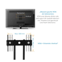 HOMCOM Carucior Suport Televizor pentru TV 32-65" Inaltime si Unghi Reglabile(m-9)
