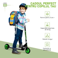HOMCOM Trotineta pentru Copii Pliabila din Aluminiu, Negru si Verde(m-5)