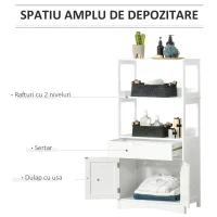 kleankin Dulap multifunctional cu rafturi, MDF, 60x33x122.5 cm, Alb(m-5)