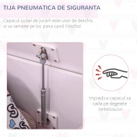 HOMCOM Cufar Jucarii din Lemn cu Capac Amortizat 60x40x48cm(m-7)
