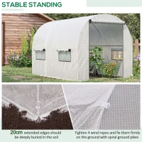 Outsunny 4L x 2W x 2H M Walk-in Polytunnel Greenhouse Outdoor Greenhouse with 2 Roll-Up Zipper Doors & 6 Windows, 25mm Diameter Galvanised Steel Frame, White(m-5)