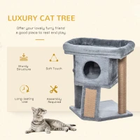 PawHut Cat Tree Tower for Indoor Cats Cat Scratching Post Climbing Activity Centre w/Jute Scratching Pad, Toy Ball, Cat House - Grey(m-4)