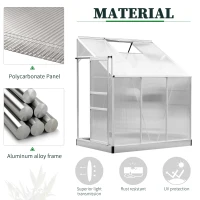Outsunny 6 x 4FT Aluminum Lean to Greenhouse Garden Sun room Warm House Enclosure with Sliding Door and Top Window(m-4)