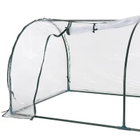 Outsunny Mini Greenhouse, Small Polytunnel Green House with Zipped Doors, Steel Frame for Garden Patio, 200 x 100 x 80cm, Clear(m-7)