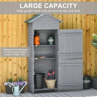 Outsunny Wooden Garden Storage Shed Utility Gardener Cabinet w/ 3 Shelves, Tilted-felt Roof and Two Lockable Doors, 79cm x 49cm x 191.5cm, Dark Grey(m-5)